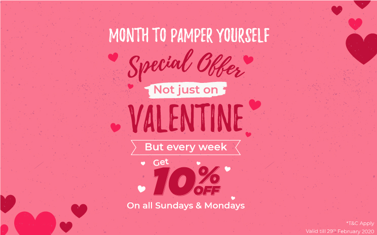 Not Just Valentine Day Offer – Get 10% Off on all Sundays & Mondays